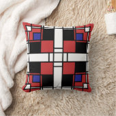 深紅のNeoplasticismの対称パターン クッション (ブランケット)