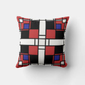 深紅のNeoplasticismの対称パターン クッション (裏面)