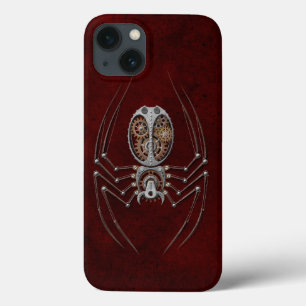 深紅のSteampunkのくも iPhone 13ケース