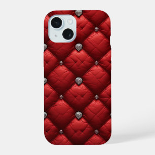 深紅キルトの豊かなディテール iPhone 15ケース