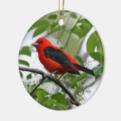 深紅フウキンチョウ族のオーナメント セラミックオーナメント (左)