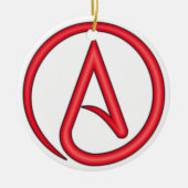 深紅手紙の無神論者の記号 セラミックオーナメント (正面)