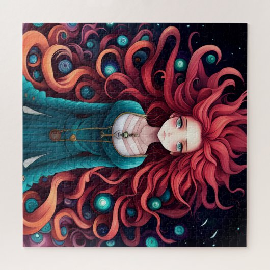 深紅毛アニメ女性 ジグソーパズル (横)