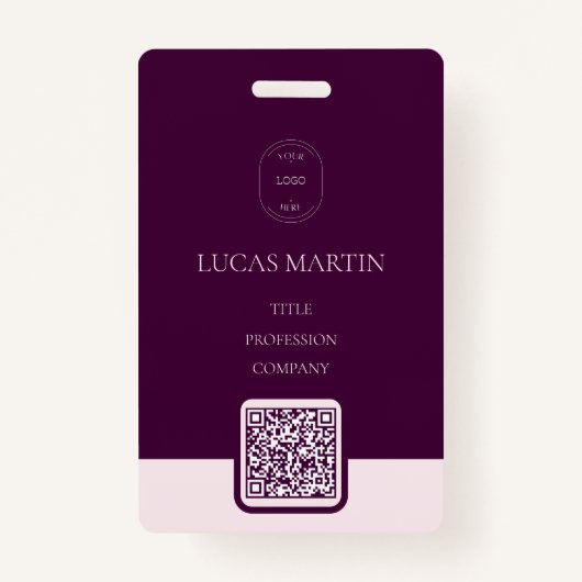 深紅王室のQRコード従業員名バッジ バッジ (正面)