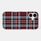 深紅白黒のチェック柄 iPhone 16ケース (裏面横)