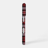 深紅白黒のチェック柄 iPhone 16ケース (右側面)