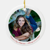 深紅色が写真記念碑の近くに天使を現す セラミックオーナメント (裏面)