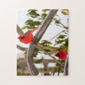 深紅色が冬に色を付ける ジグソーパズル (縦)