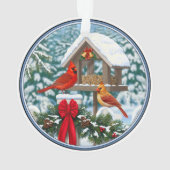 深紅色とクリスマスバードフィーダー オーナメント (裏面)