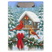深紅色とクリスマスバードフィーダー クリップボード (正面)