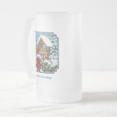 深紅色とクリスマスバードフィーダー フロストグラスビールジョッキ (正面左)