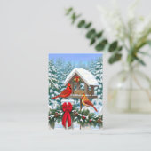 深紅色とクリスマスバードフィーダー 名刺 (スタンド正面)