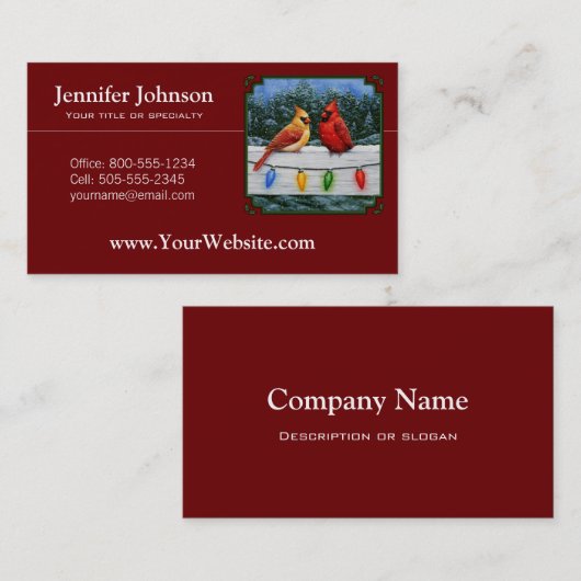 深紅色とクリスマスライトレッド 名刺 (正面/裏面)