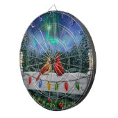 深紅色とクリスマスライト冬の雪 ダーツボード (正面右)