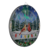 深紅色とクリスマスライト冬の雪 ダーツボード (正面左)