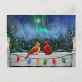 深紅色とクリスマスライト冬の雪 ポストカード (正面)