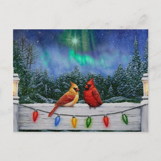 深紅色とクリスマスライト冬の雪 ポストカード (正面)