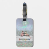 深紅色とクリスマスライト冬の雪 ラゲッジタグ (裏面縦)