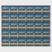 深紅色とクリスマスライト冬の雪 ラッピングペーパー (フラット)