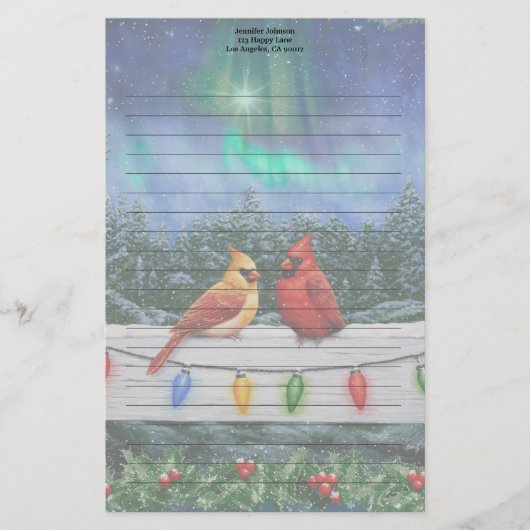 深紅色とクリスマスライト冬の雪 便箋 (正面)