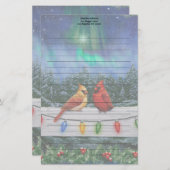 深紅色とクリスマスライト冬の雪 便箋 (正面/裏面)