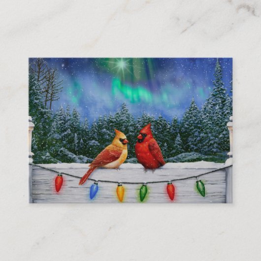 深紅色とクリスマスライト冬の雪 名刺 (正面)