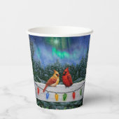 深紅色とクリスマスライト冬の雪 紙コップ (裏面)