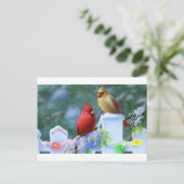 深紅色とクリスマスライト シーズンポストカード (スタンド正面)