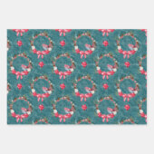 深紅色とクリスマスリース ラッピングペーパーシート (正面3)