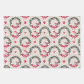 深紅色とクリスマスリース ラッピングペーパーシート (正面)