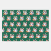 深紅色とココアクリスマス ラッピングペーパーシート (正面3)