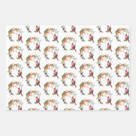 深紅色とココアクリスマス ラッピングペーパーシート