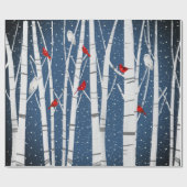 深紅色とスノーフールオン樺の木 ラッピングペーパー (フラット)
