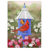 深紅色とブルーバードハウス クリップボード (裏面)