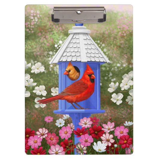 深紅色とブルーバードハウス クリップボード (正面)