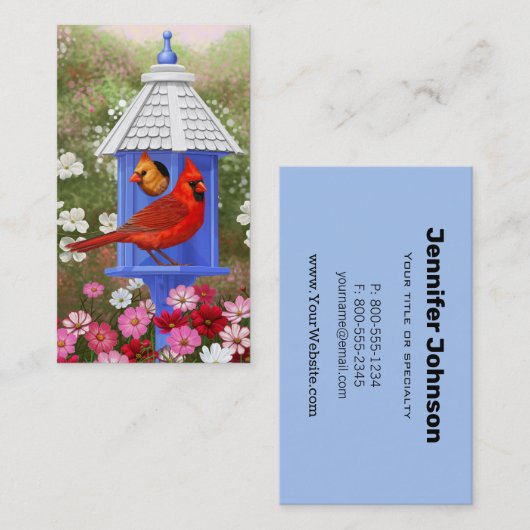 深紅色とブルーバードハウス 名刺 (正面/裏面)