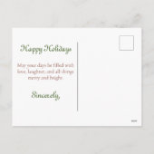 深紅色とホリーホリデーポストカード シーズンポストカード (裏面)