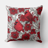 深紅色とポインセチア赤と白 クッション (正面)