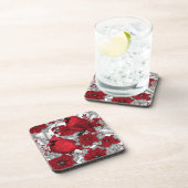 深紅色とポインセチア赤と白 コースター (右側)