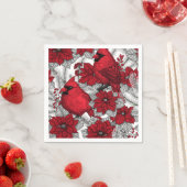 深紅色とポインセチア赤と白 スタンダードカクテルナプキン (インサイチュ)