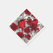 深紅色とポインセチア赤と白 スタンダードカクテルナプキン (角)
