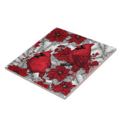 深紅色とポインセチア赤と白 タイル (側面)