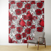 深紅色とポインセチア赤と白 タペストリー (インサイチュ)