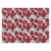 深紅色とポインセチア赤と白 テーブルクロス (正面(横))