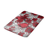 深紅色とポインセチア赤と白 バスマット (アングル)