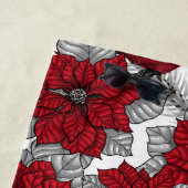 深紅色とポインセチア赤と白 ビーチタオル (インサイチュ)