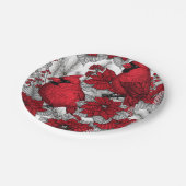 深紅色とポインセチア赤と白 ペーパープレート (アングル)