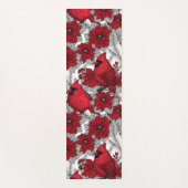 深紅色とポインセチア赤と白 ヨガマット (正面)