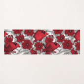 深紅色とポインセチア赤と白 ヨガマット (正面(横))