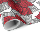 深紅色とポインセチア赤と白 ラッピングペーパー (ロールコーナー)